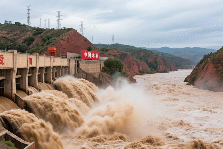 三门峡大坝泄洪壮观场景图片