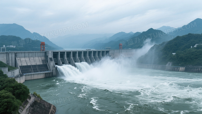 三峡大坝泄洪对称构图图片