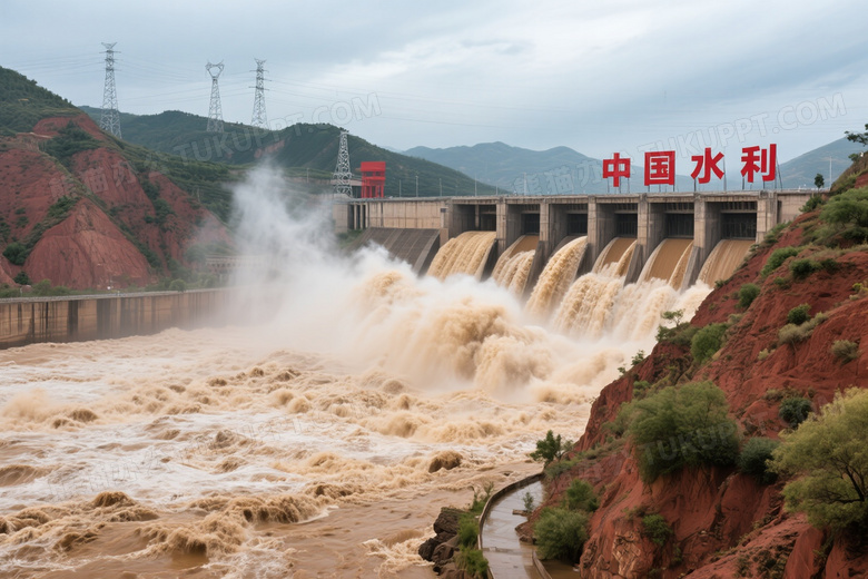三门峡大坝泄洪壮观场景图片