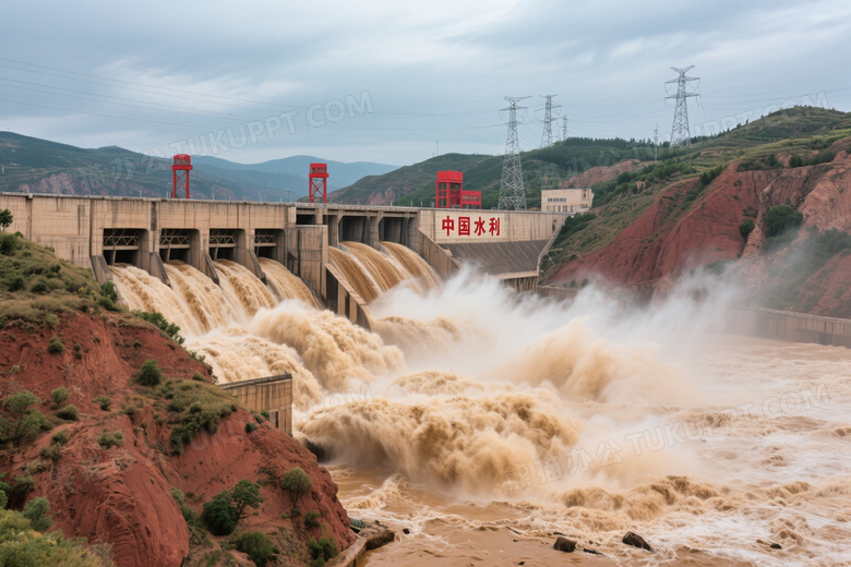 三门峡大坝泄洪壮观场景图片