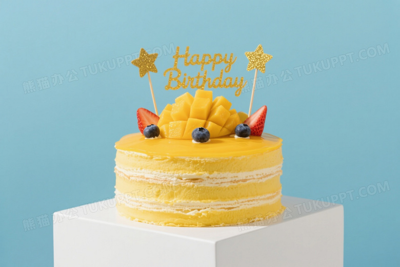 芒果千层蛋糕生日装饰图片