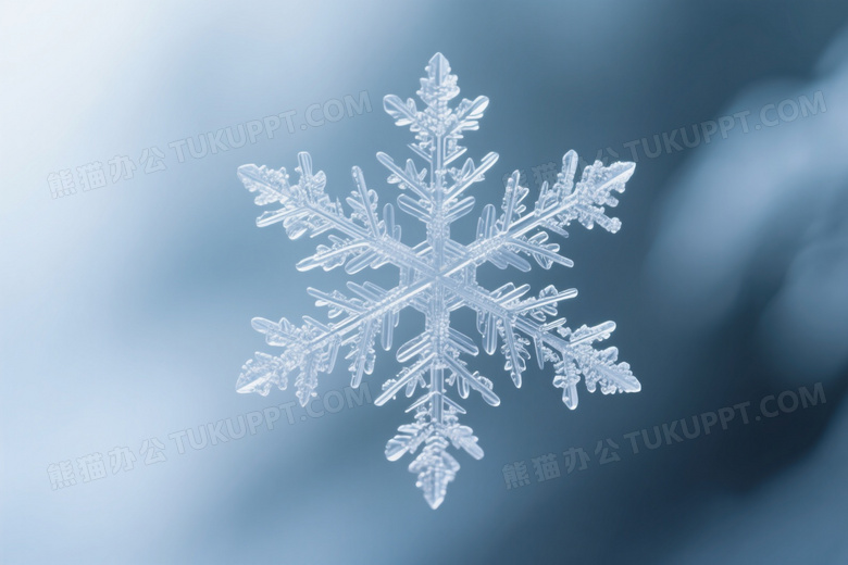 六角雪花晶体微距悬浮图片