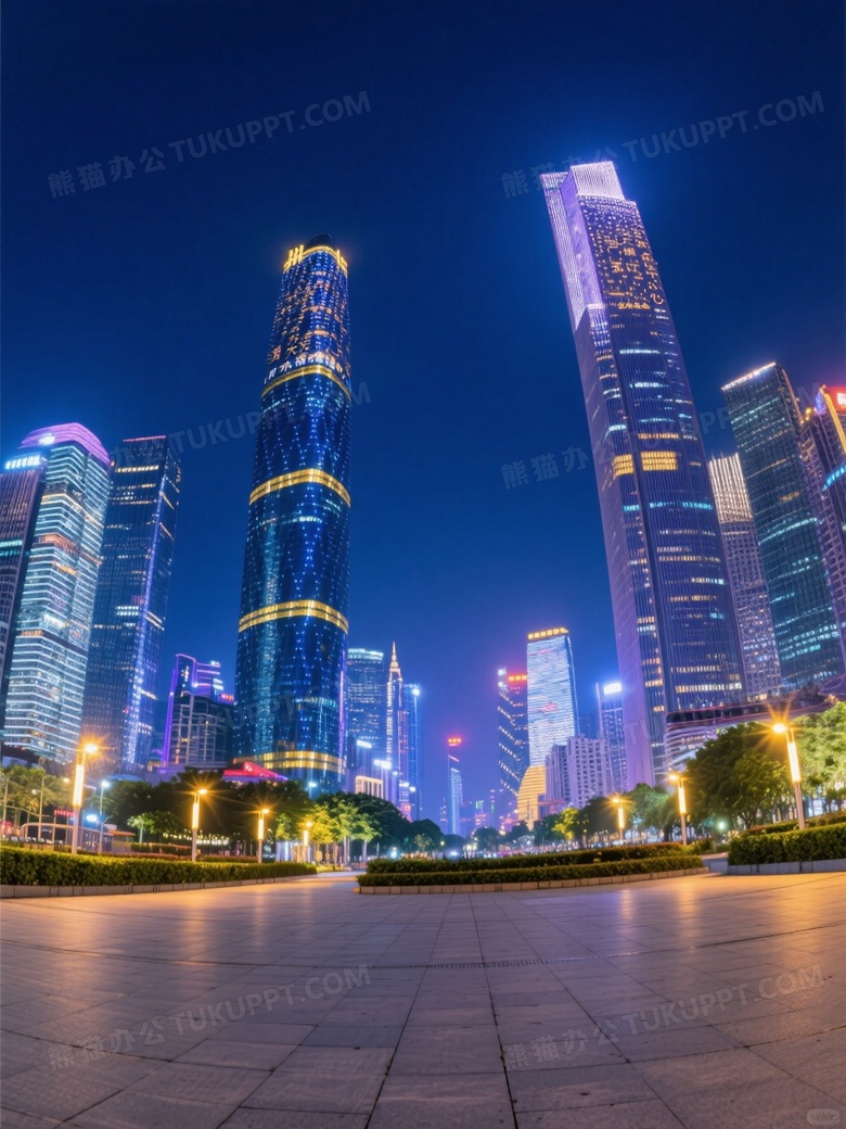 广州珠江新城夜景广角图片