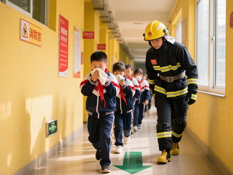小学生消防疏散演练指导图片