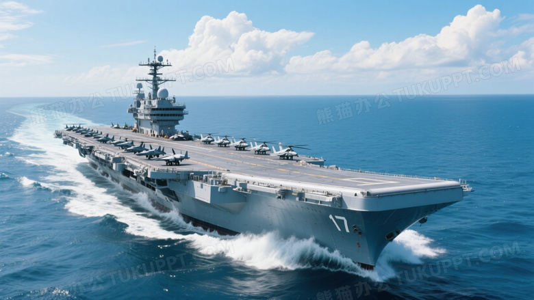 航空母舰碧海航行甲板战机列阵图片