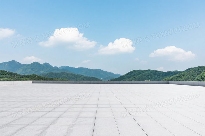 灰色地砖广场远山蓝天图片