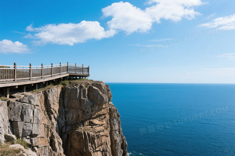 悬崖观景平台海天风光图片