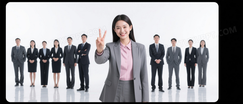 亚洲女性团队商务合影图片