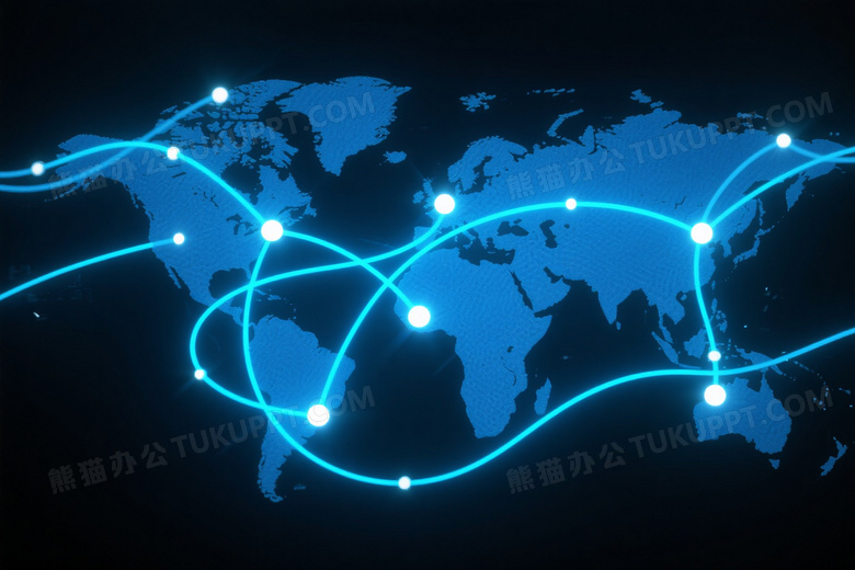 世界地图蓝光网络连接图片