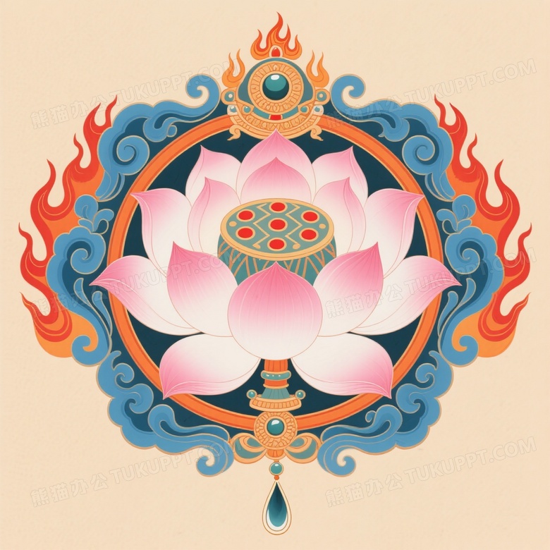 藏传佛教莲花曼陀罗手绘图片