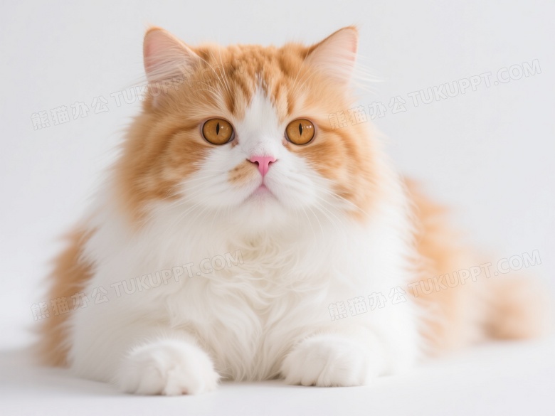 橘白波斯猫趴卧凝视柔光图片