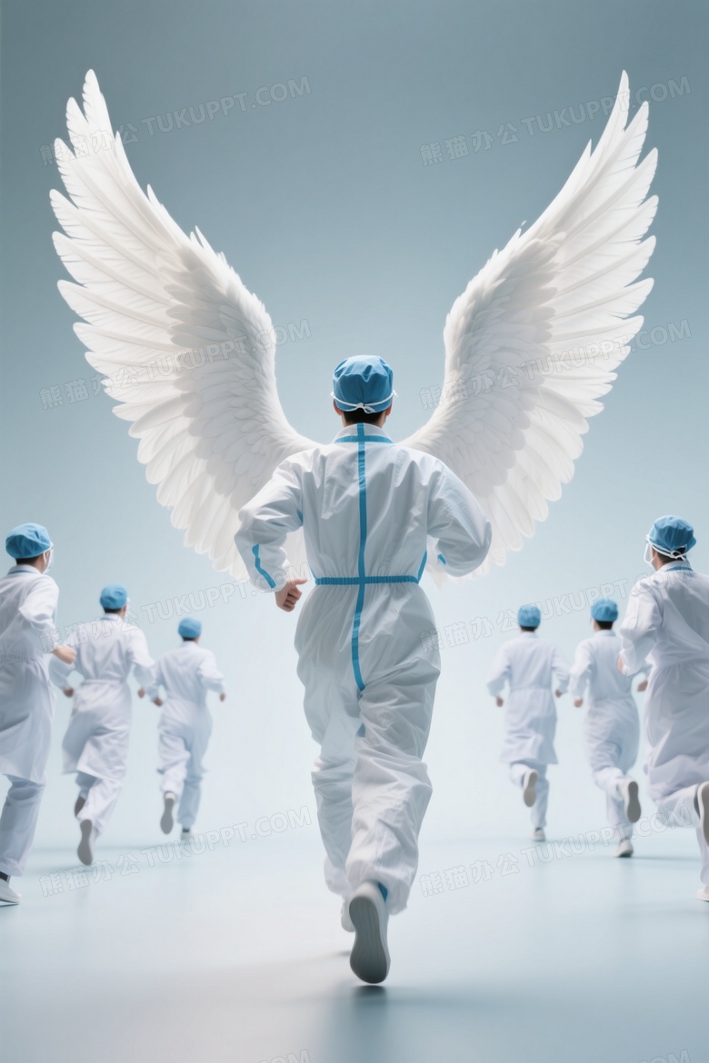 医护人员展翼奔跑致敬图片
