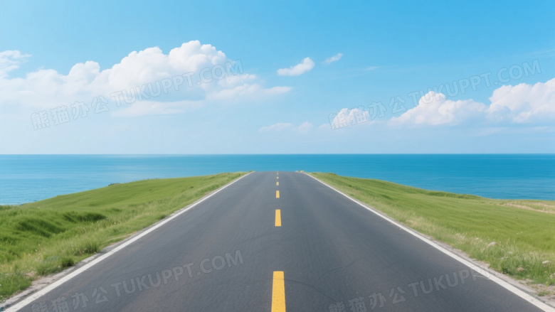 沥青公路延伸海天交界图片