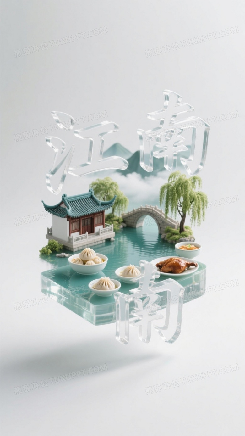 亚克力江南汉字悬浮景观图片