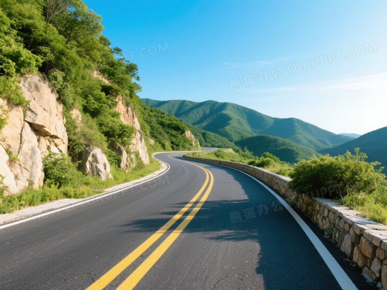 山间柏油公路高清风景图片