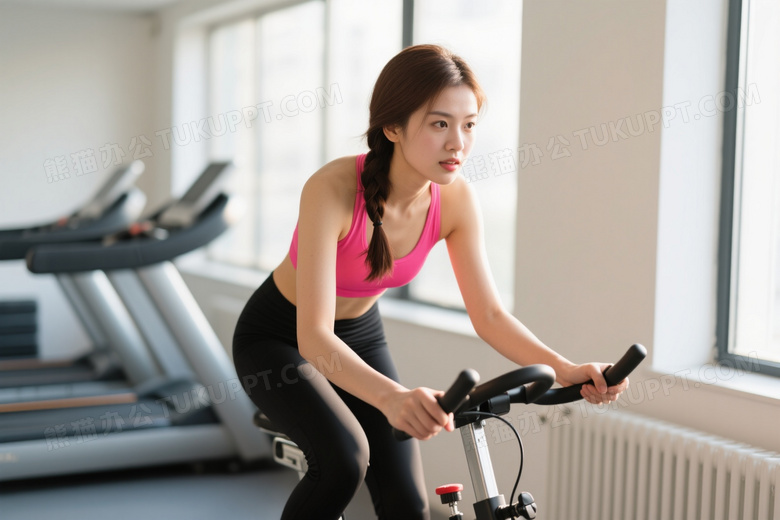 健身女性动感单车训练图片