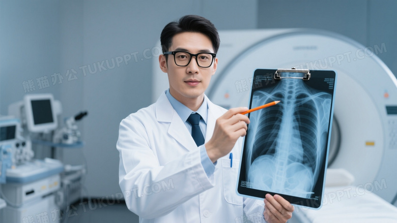 男医生指X光片讲解图片