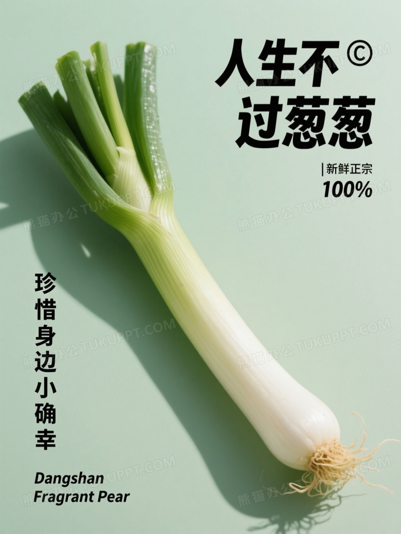 新鲜大葱斜置浅绿背景图片