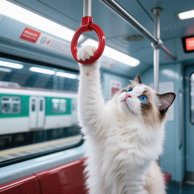 蓝眼布偶猫抓吊环仰望图片