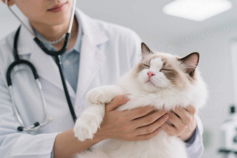 布偶猫被兽医托举安睡图片