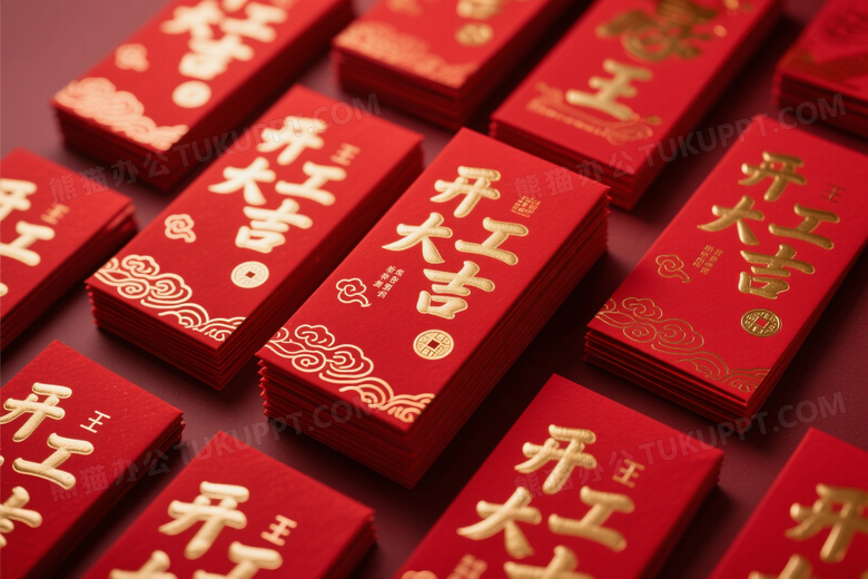 红色红包堆叠俯拍喜庆图片