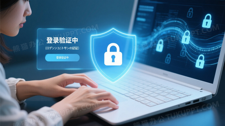 亚洲女性手敲键盘全息界面图片