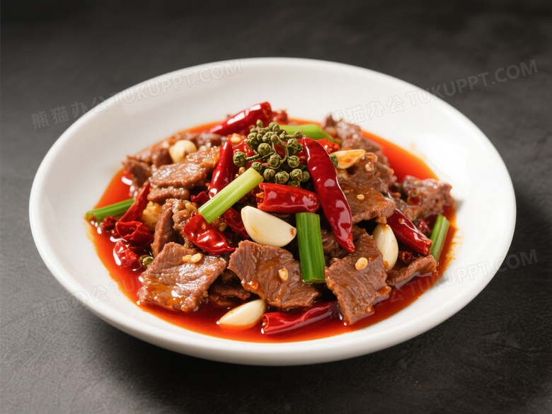 川味小炒牛肉瓷盘盛放图片