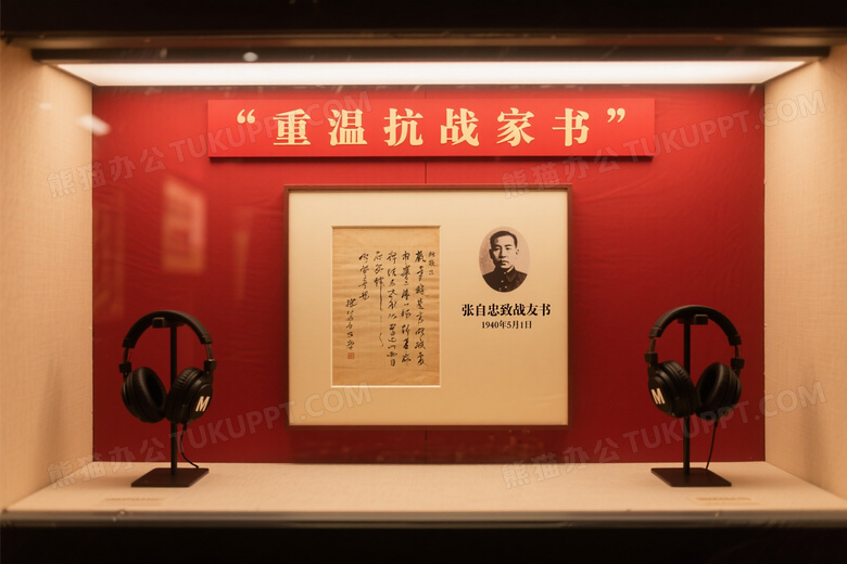 抗战家书手稿展柜陈列图片