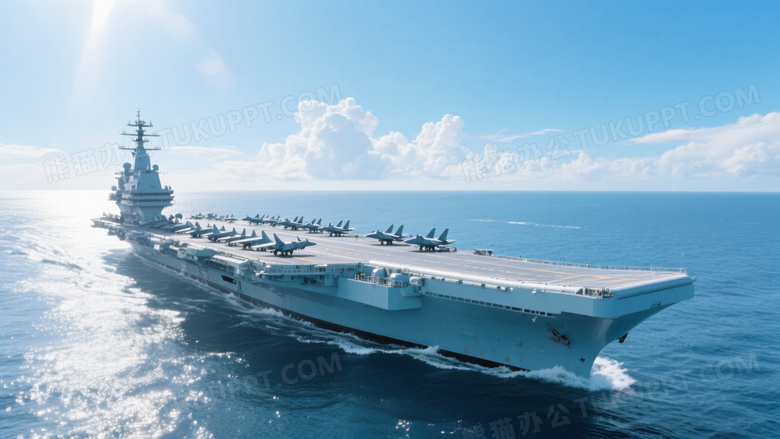 航空母舰海面航行高清图片
