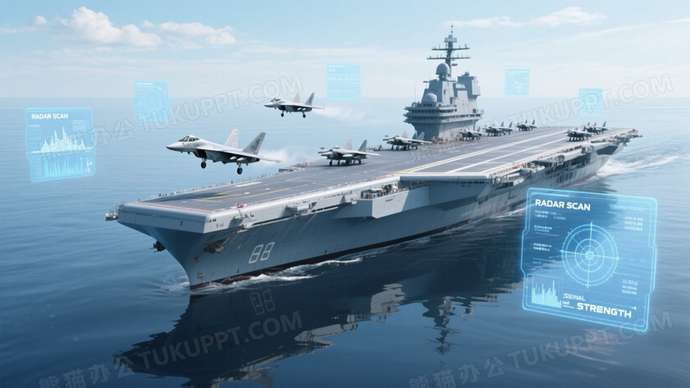 航空母舰航行全息界面显示图片