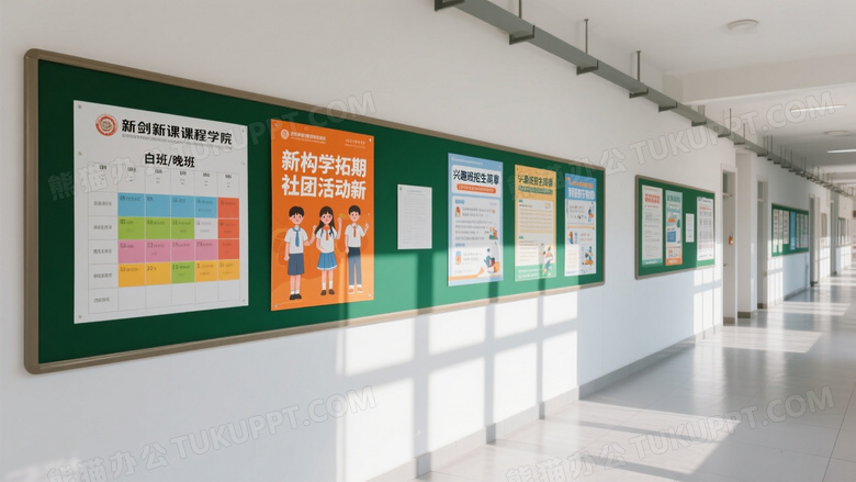 学校走廊公告栏海报高清图片