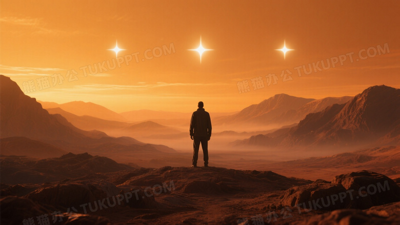 人影立荒芜星球三恒星暮光图片