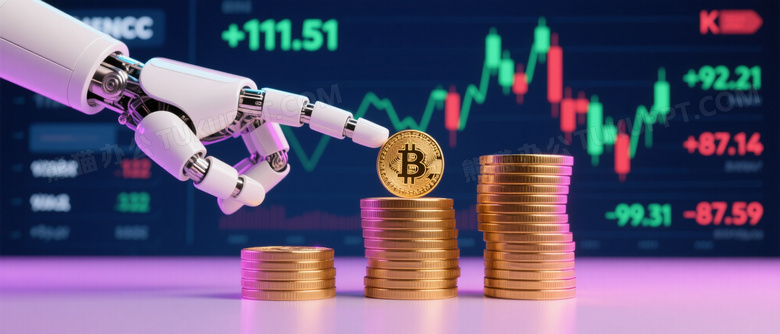 机械臂持金币指K线图图片