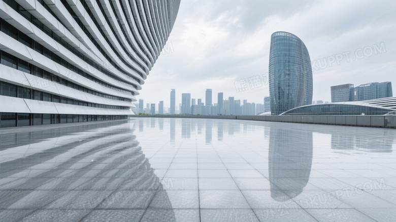 现代城市天际线广场远景图片