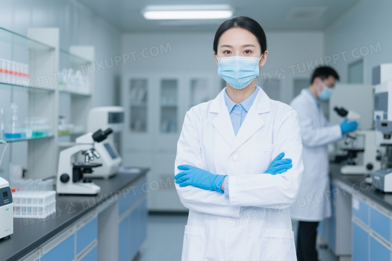 女科研人员实验室站立直视镜头图片