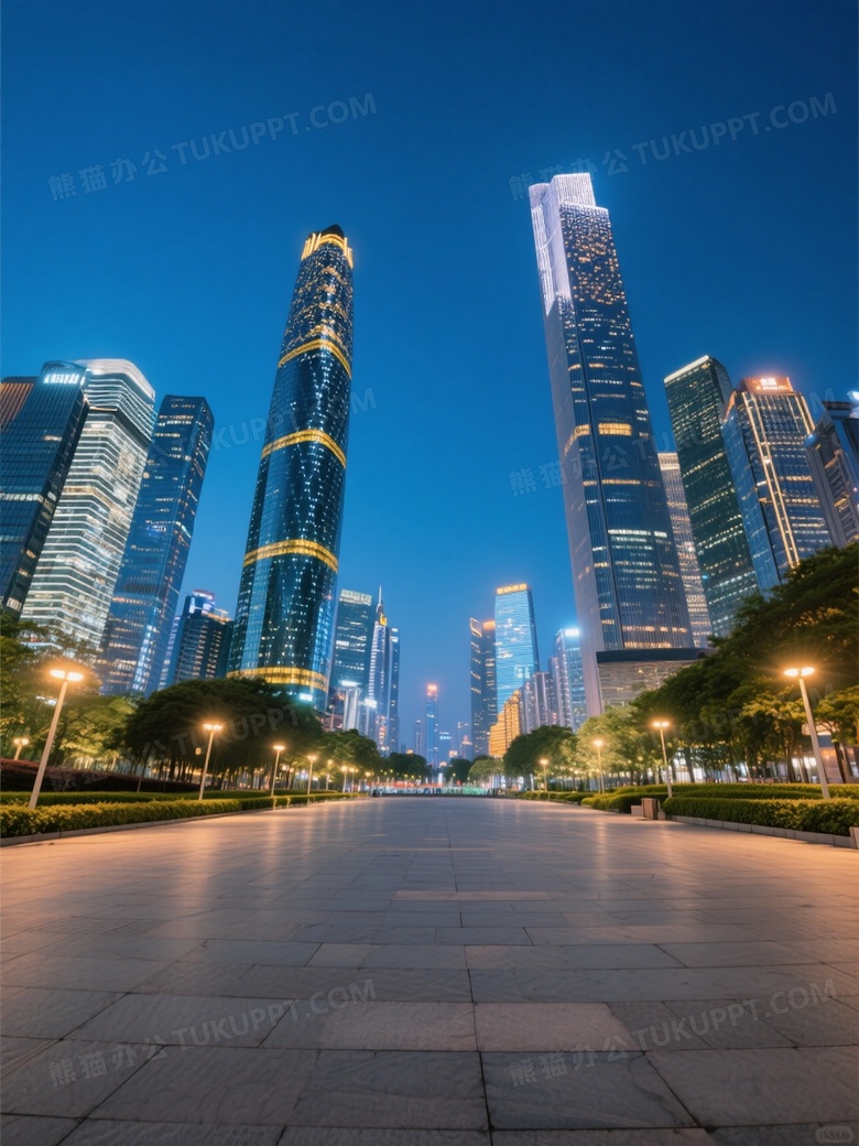 广州珠江新城夜景广角图片