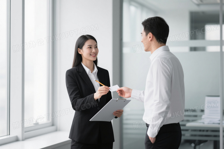商务人士办公室交接卡片图片