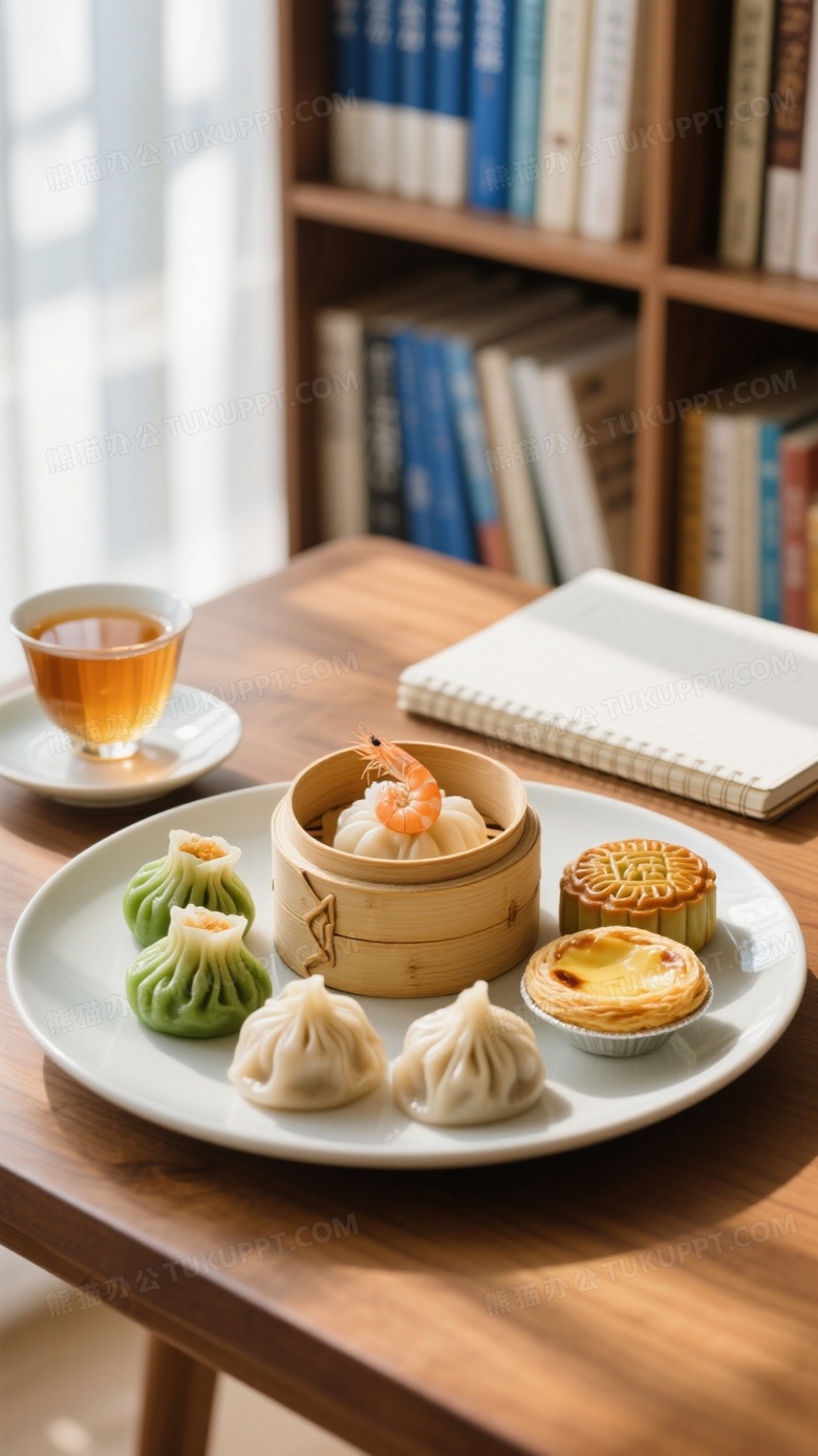 中式点心拼盘俯拍图片
