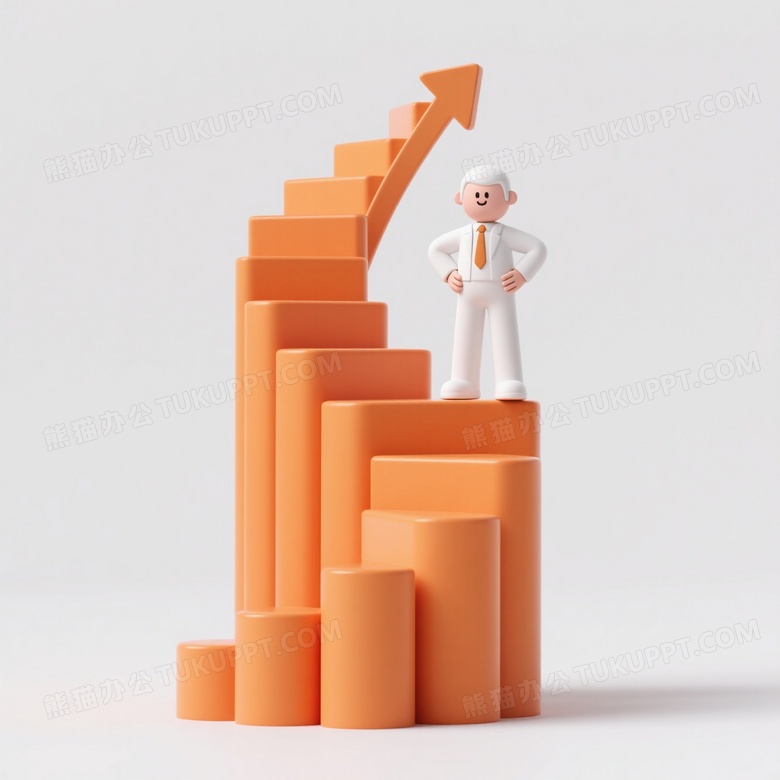 3D卡通人物立柱状图顶端图片
