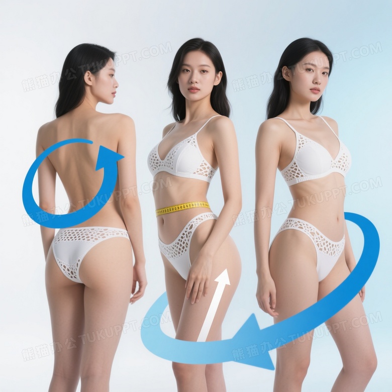 三位女性模特塑形姿态展示图片