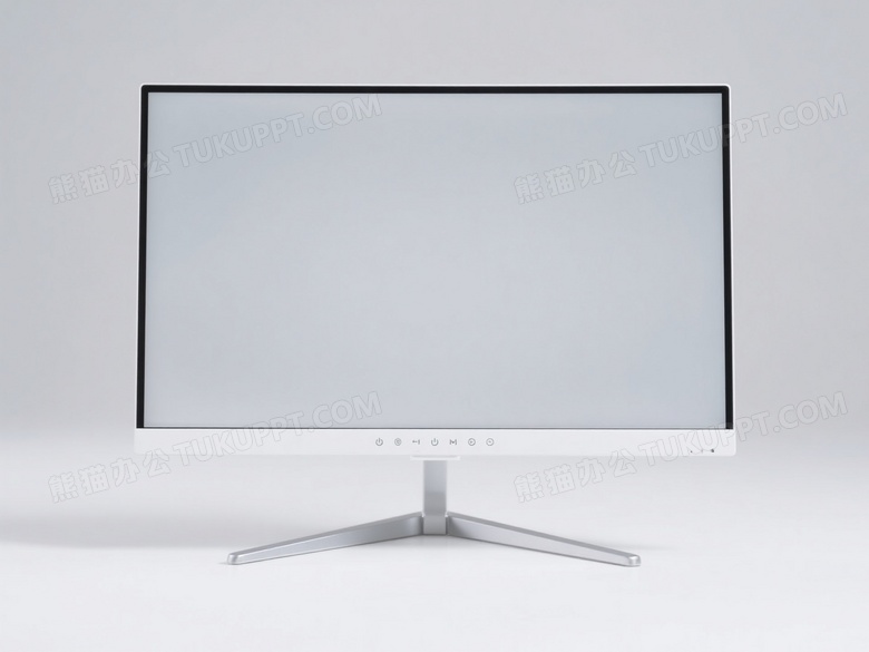 白色窄边液晶显示器正面展示图片