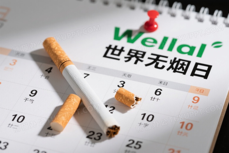 日历上香烟与世界无烟日文字图片