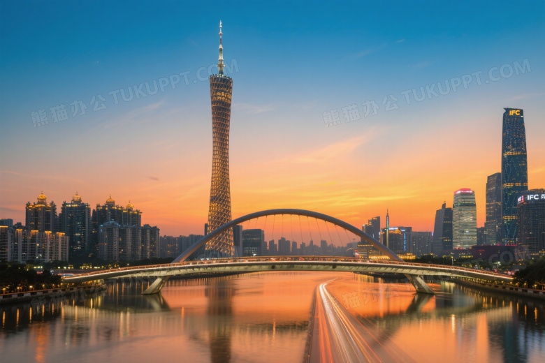 广州塔珠江黄昏城市景观图片
