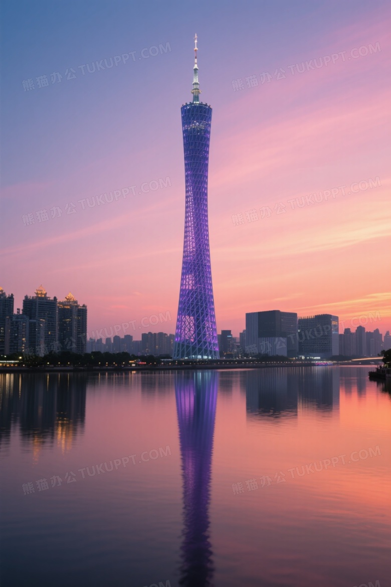 广州塔珠江夜景倒影图片