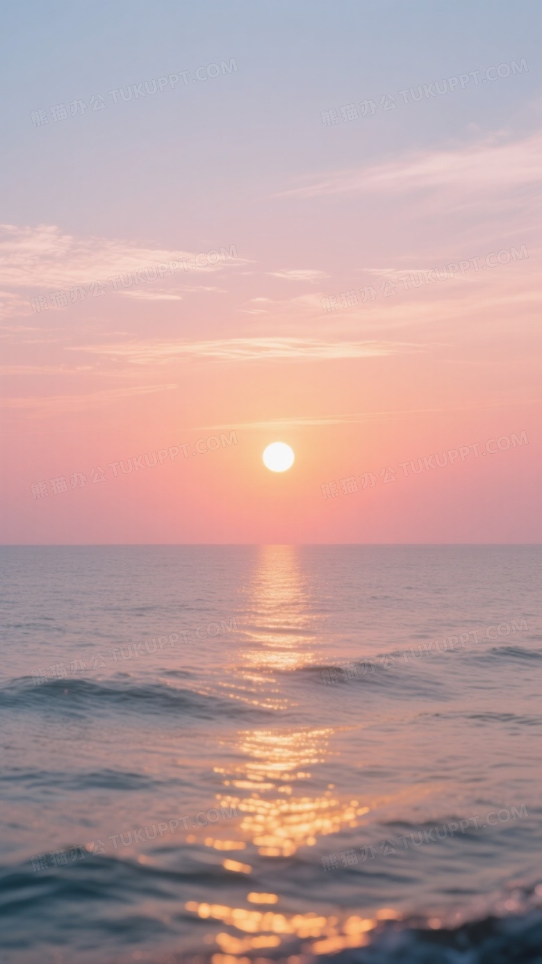 夕阳海面波光粼粼柔光图片
