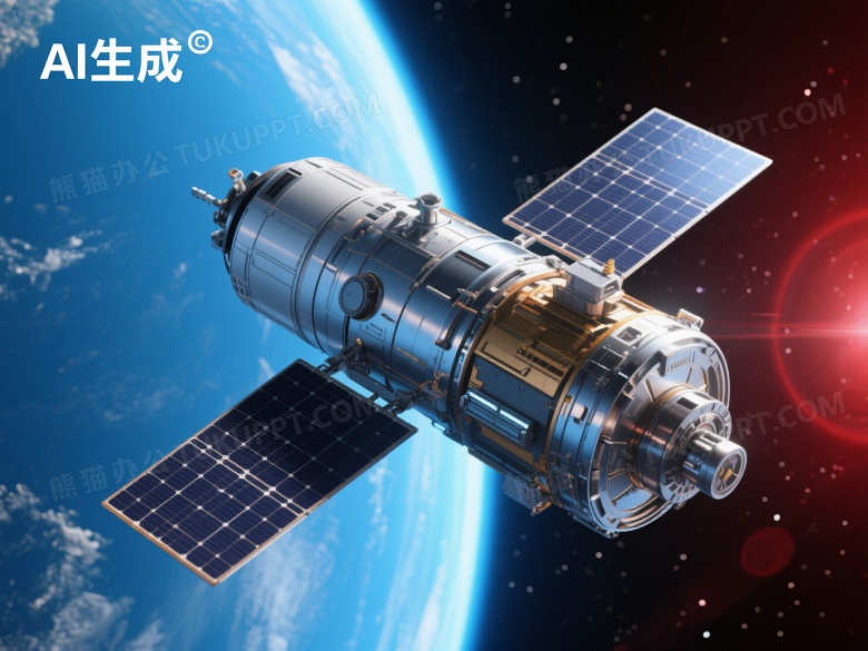 轨道卫星展开太阳能板高清图片
