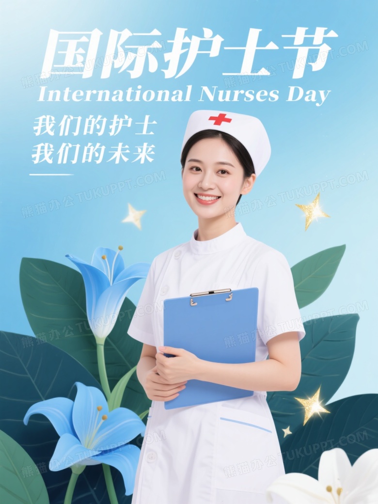 护士持病历微笑宣传图片