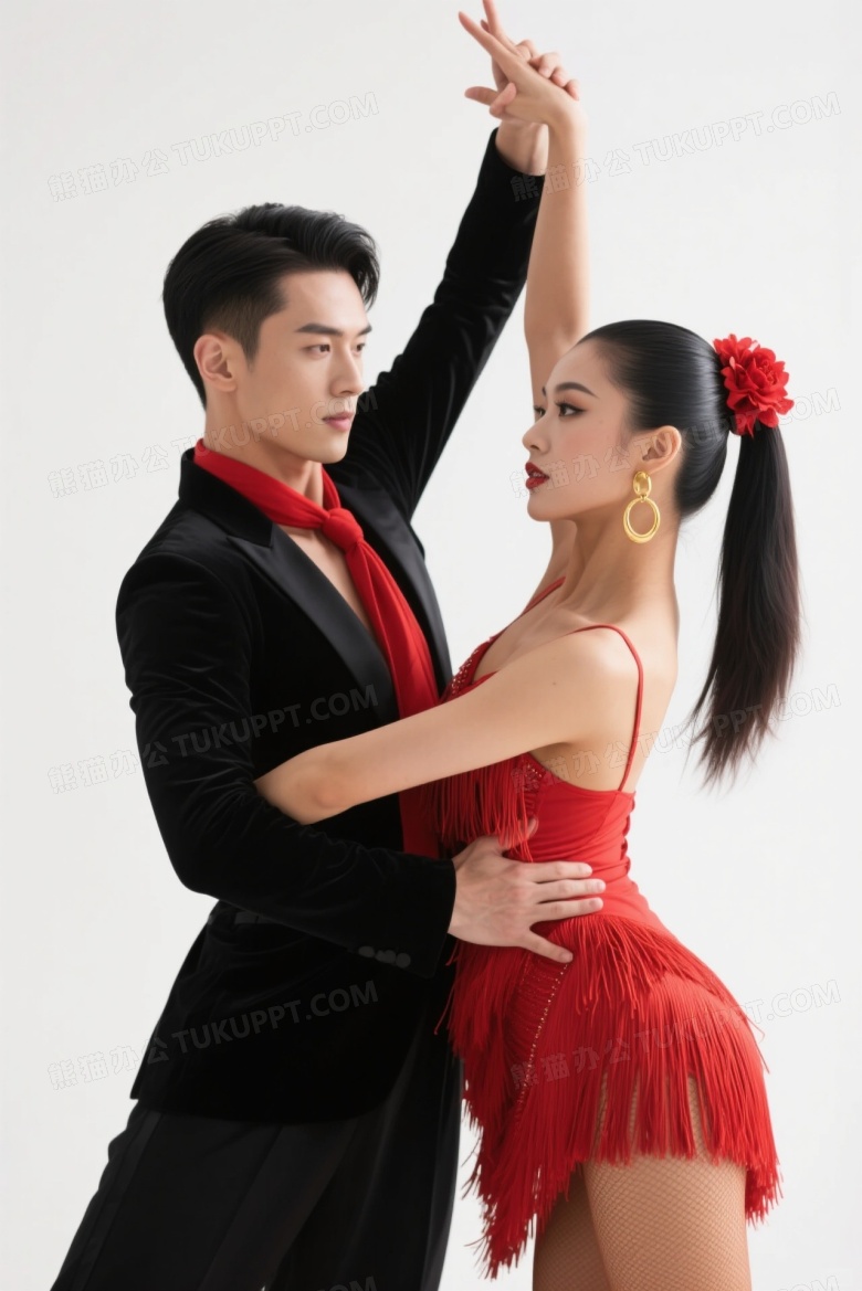 拉丁舞搭档表演姿态高清图片