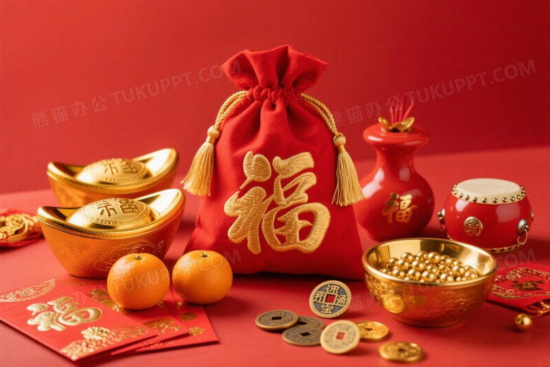 中式春节吉祥物组合高清图片