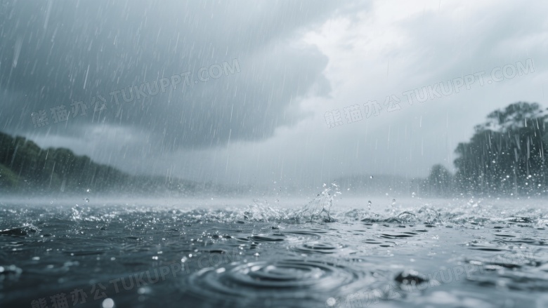 暴雨中水面涟漪动态凝固图片